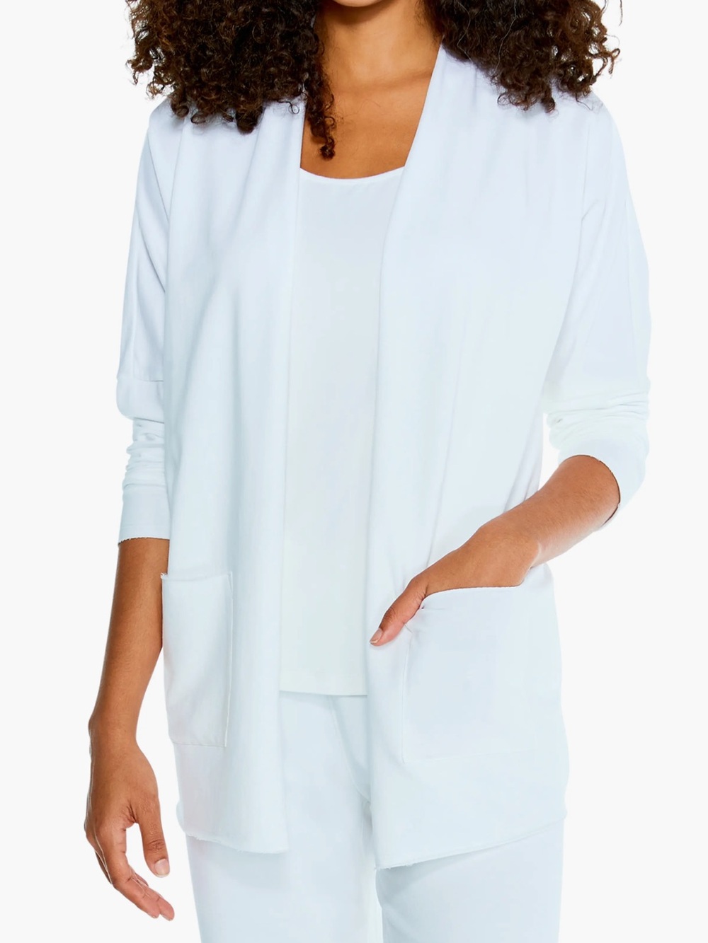NIC+ZOE Open-Front Stretch Cardigan Jacket | Paper White | XL